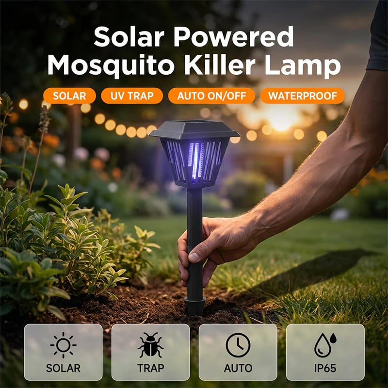 Outdoor Solar Powered Mosquito Killer Lamp-Stake or Stand Use